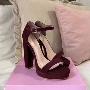 Shoe Republic LA Burgundy Block Heels